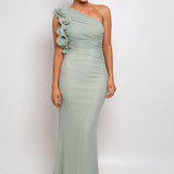 One Shoulder Ruffles Women Maxi Dress
