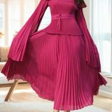 Flare Sleeves Top Elastic Waist Long Skirt Suit