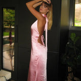 Satin Open Back Dress