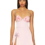 3D Flower  Spaghetti Strap Party  Mini Dress