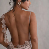 Floral Draped Open Back Spaghetti Strap Maxi Dress