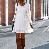 Lantern Sleeve V-neck High Wait Party Dress