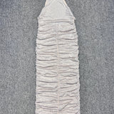 Halter Neck Backless Crystal Folds Long Dress