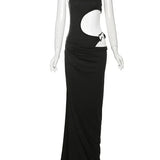 Irregular Hollow Split One Shoulder Dress