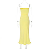 Frill Trim Tube Midi Dress