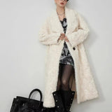 Large Lapel Shaggy Faux Fur Long Jacket