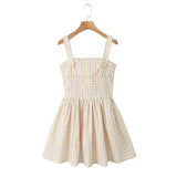 Cross Ribbon Folds Hem Ball Gown Swing Mini Dress