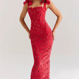 Bows Lace Bodycon Maxi Dress