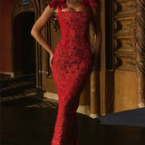 Bows Lace Bodycon Maxi Dress