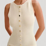Knit Maxi Dress with Pockets Button-Front