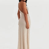 Polka Dot Backless Spaghetti Strap Party Maxi Dress