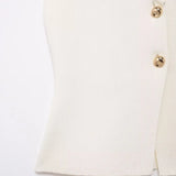 Button Knit Top Side Zipper Skirt Suit