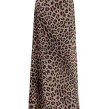Spring Maxi Leopard High Waist Flare Skirt