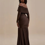 Off-shoulder Strapless Rose Long Sleeve Dress