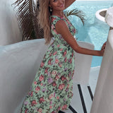 Chiffon Fashion V-neck Sleeveless Print Maxi Dress