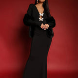 Two Butterfly Long Sleeve Maxi Dress