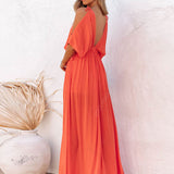 Summer Elegant Solid Color Beach Wear Maxi Dresses