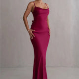 Floral Draped Open Back Spaghetti Strap Maxi Dress