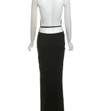 Halter Low Swinging Neck Maxi Dress