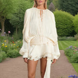 Elegant V-Neck Lace-Up  Summer Style Mini Dress