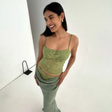 Women's Printed Spaghetti Strap Maxi Skirt Set
