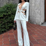 Cut Out Blazer Set