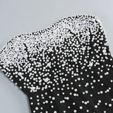 Black Strapless Pearls Beaded Embellished Maxi Dress