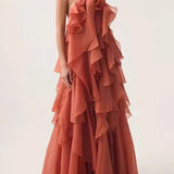 Halter 3D Flower Flounce Irregular Loose Maxi Dress