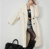 Large Lapel Shaggy Faux Fur Long Jacket