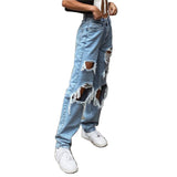 High Waist Loose Comfortable Ripped Jeans Women Pants Sexy Fashion Boyfriend Denim Pencil Pant