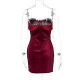 Velvet Off-shoulder Strapless Mini Dress