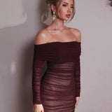 Off-shoulder Slash Neck Solid Maxi Dress