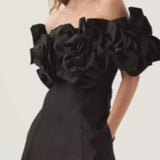 Women's Slash Neck 3D Flower Mini Dress