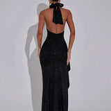 Cassia - Backless Slit Maxi Dress