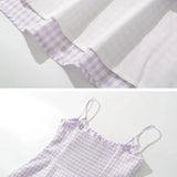 Spaghetti Strap Tie Up Plaid Pink Midi Dress