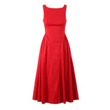 Solid Halter Backless Long Dress