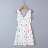Women's Cherry Print Sleeveless Mini Dress