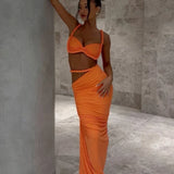 Short Camisole and Ankle-Length Skirt Suit