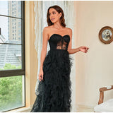Lace Mesh Off Shoulder High Waist Evening Dress