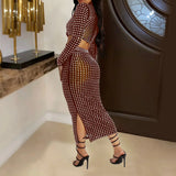 Rhinestone Strapless Top and Long Skirt Set
