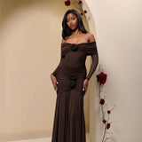Off-shoulder Strapless Rose Long Sleeve Dress