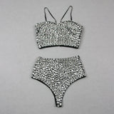Diamond Decorated High Waist Jumpsuit Set