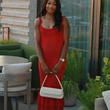 Crochet Maxi Dress with Ruffle Trim