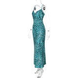 Leopard Print Spaghetti Strap Maxi Dress