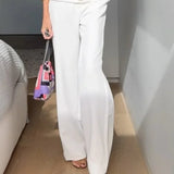 Solid Sleeveless Vest High Waist Straight Pant Suit