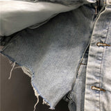 Women's Fake Two Pieces of High Waist A-line Thin Denim Shorts Street Style