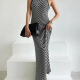 Striped Ribbed Midi Dress