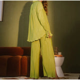 2 Piece Set Blouse Tops and Split Wide Leg Pants