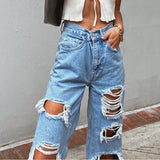 High Waist Loose Comfortable Ripped Jeans Women Pants Sexy Fashion Boyfriend Denim Pencil Pant