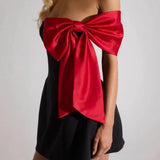 Tee Bow Bandage High Waist Zipper Mini Dress